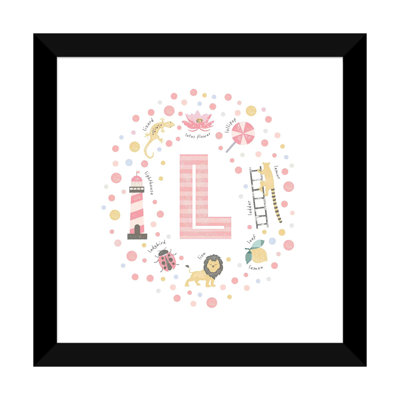 Lettre illustrée L rose - impression