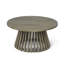 Table basse d'extérieur en bois d'acacia pour le patio, table basse ronde pour la cour arrière, pelouse, balcon, finition grise-482811057
