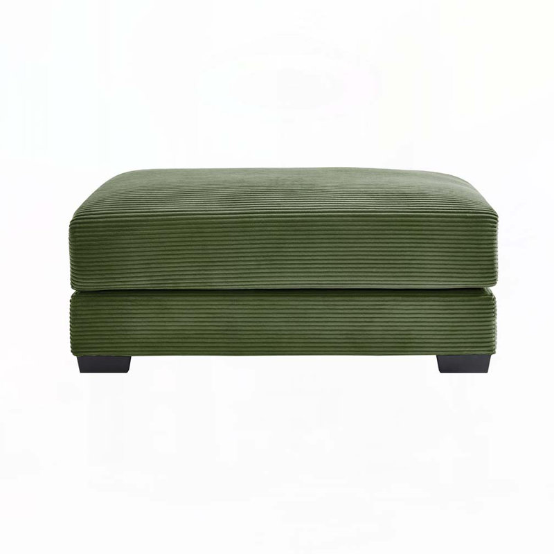 Corduroy Fabric Ottoman, Green