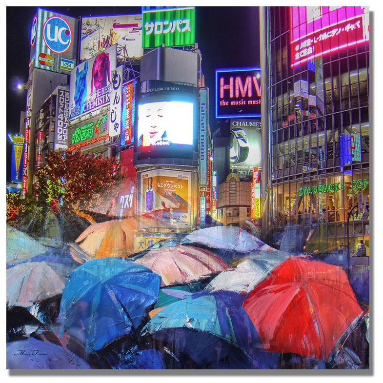 « pluie night of tokyo », impression sur toile, H 18 po x l 18 po x P 2 po