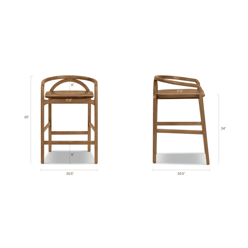 Maroma Counter Stool with Solid Wood Frame, Reposado Oak