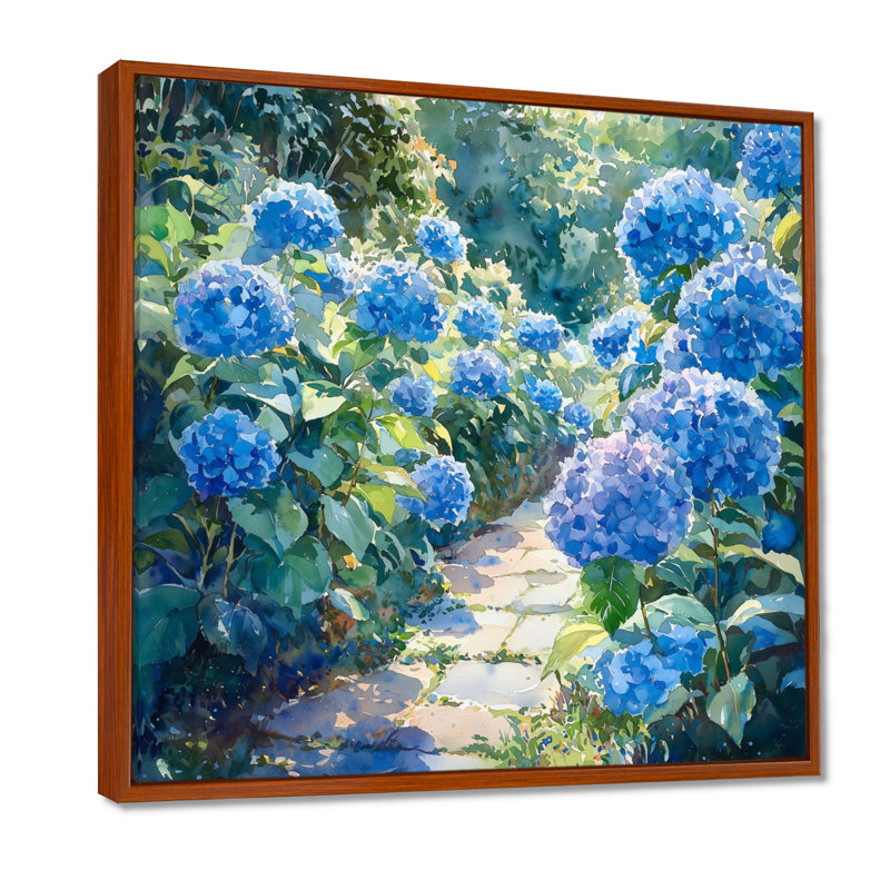 Hydrangea Garden Delight Harmony II - art mural floral, Impression encadrée flottante, Brun, H 16 po x l 16 po
