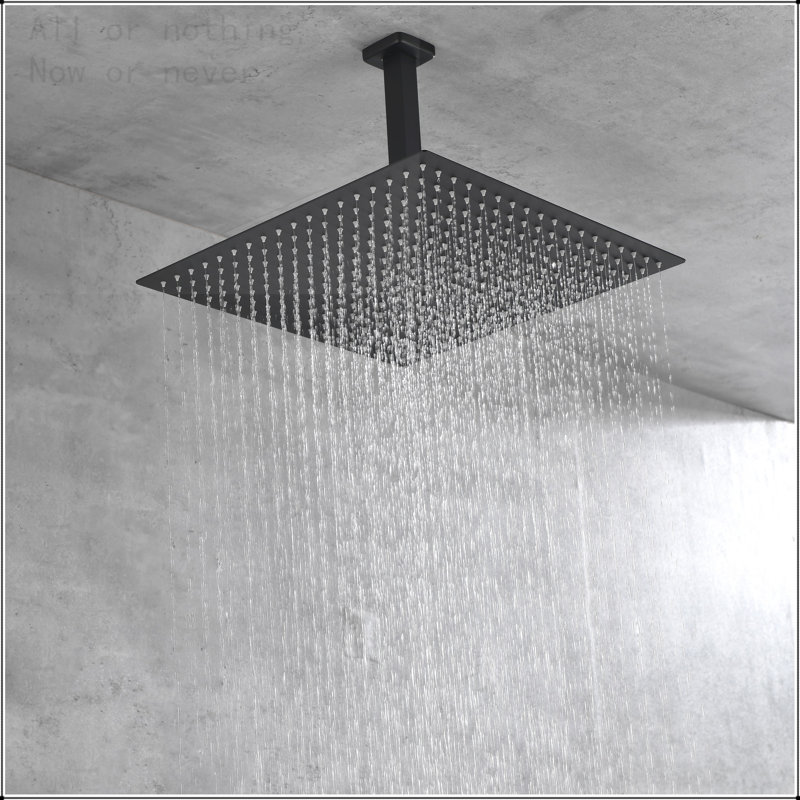 16 Inch Chrome Rain Shower Head, Square Ultra Thin 304 Stainless Steel High Pressure Shower Head, Chrome
