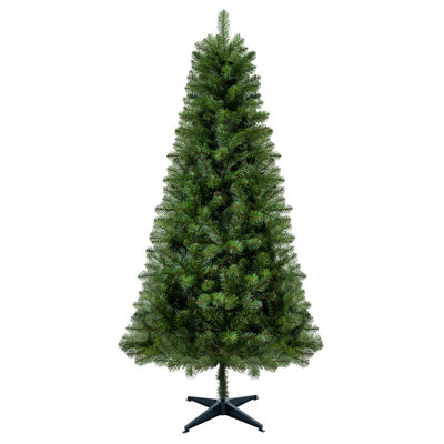6FT Unlit Artificial Christmas Tree With 490 Tips, PVC Full Branches, Classic Holiday Tree With 4-Leg Plastic Stand For Indoor Home Decoration
