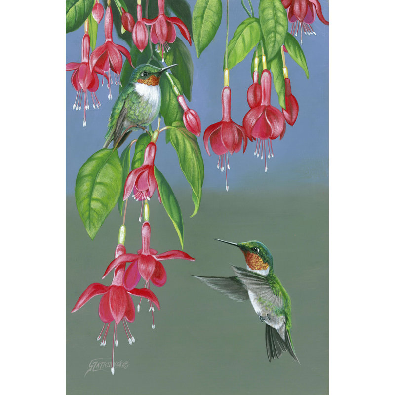 " Hummers & Fuchsia " by Fred Szatkowski, 12" H x 8" W  