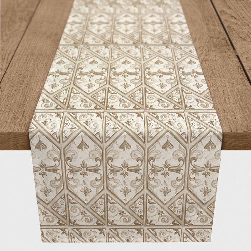 Argiri Rectangle Geometric Polyester Table Runner, 72" x 16"