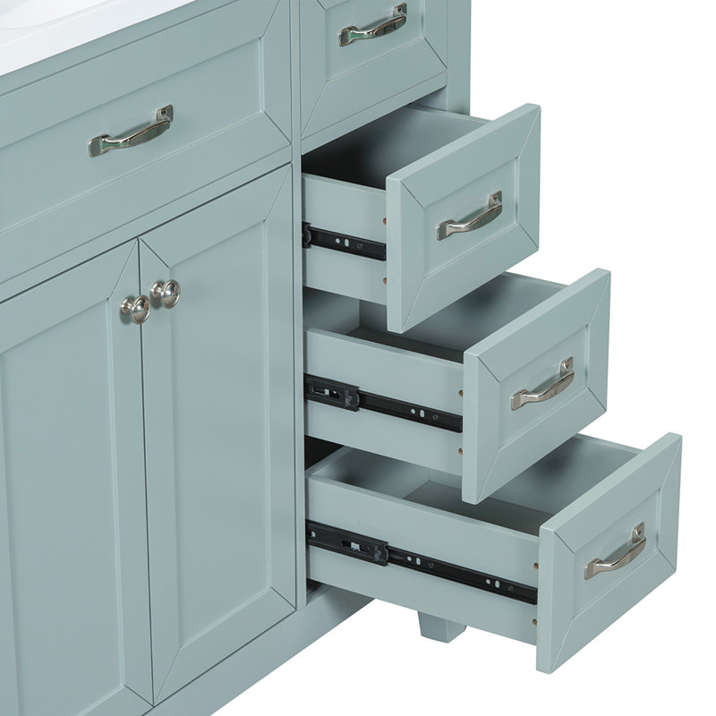 Armoire de salle de bain avec tiroirs, Vert