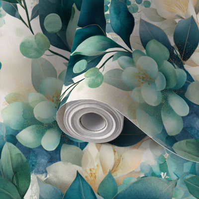Peel and Stick Wallpaper Contact Paper Watercolor Botanical Garden Floating Self Adhesive and Removable 17.7in x 118in(45x300cm)