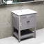 Grey 24 Inch Modern Stylish Bathroom Vanity Elegant Ceramic Sink With Solid Wood Frame Open Shelves