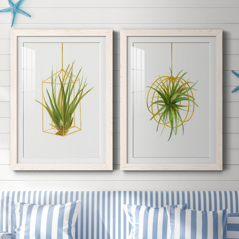 «Hanging Airplant II», ensemble de 2 impressions, Papier encadré blanc, H 32 po x l 23 po x P 1 po