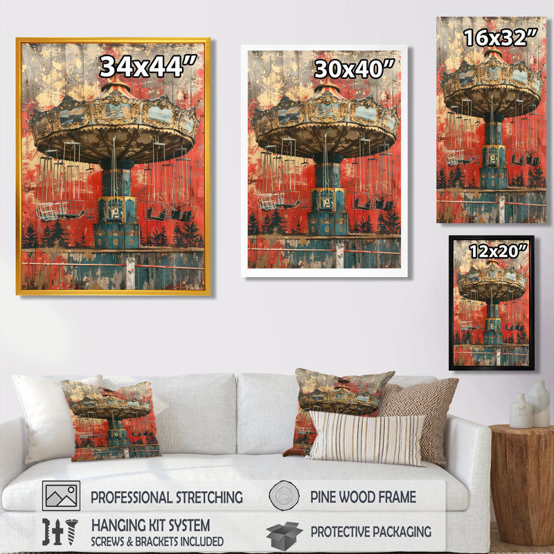 Virgile - Art mural parcs d'attractions, H 20 po x l 12 po x P 1 po, Cadre simple noir