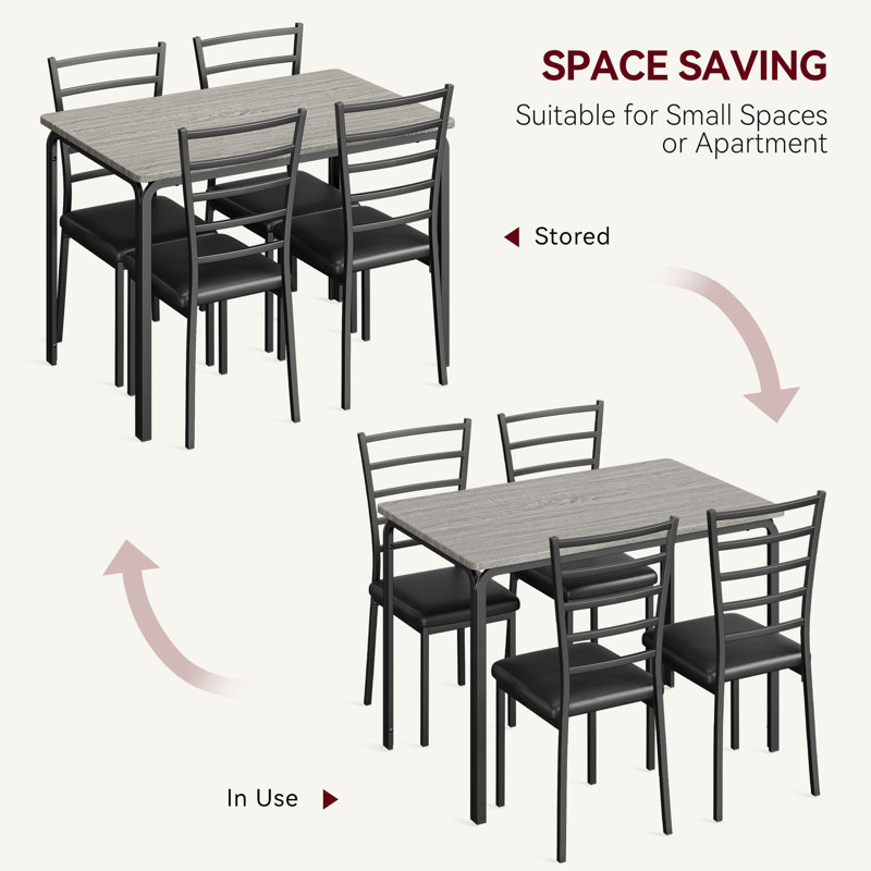 Dining Table Set for 4, Ktichen Table with 4 Chairs