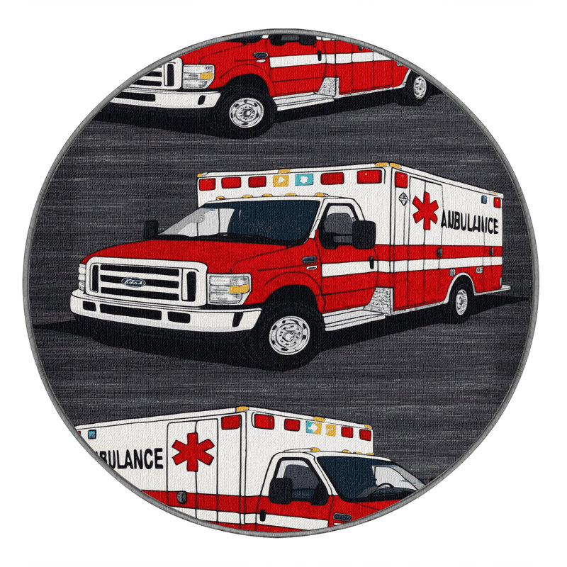 Tapis de transport gris lavable à la machine, Rond 7 pi