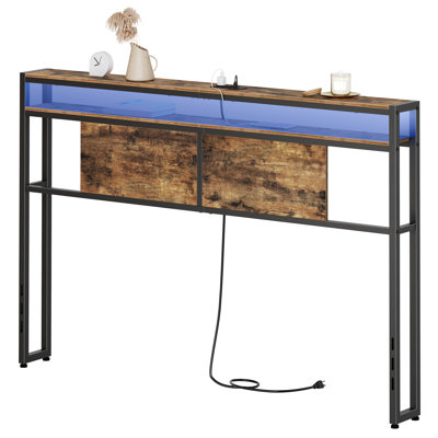 Lutske 40"H Metal Frame Headboard with LED Strip and Charging Station by Wrought Studio