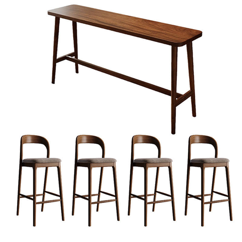 Tables et chaises de bar décontractées en bois massif, 5, H 39,3 po x L 70,8 po x l 17,7 po