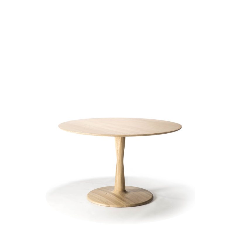 Torsion Round Solid Oak Dining Table, 30" H x 50" L x 50" W, Tan