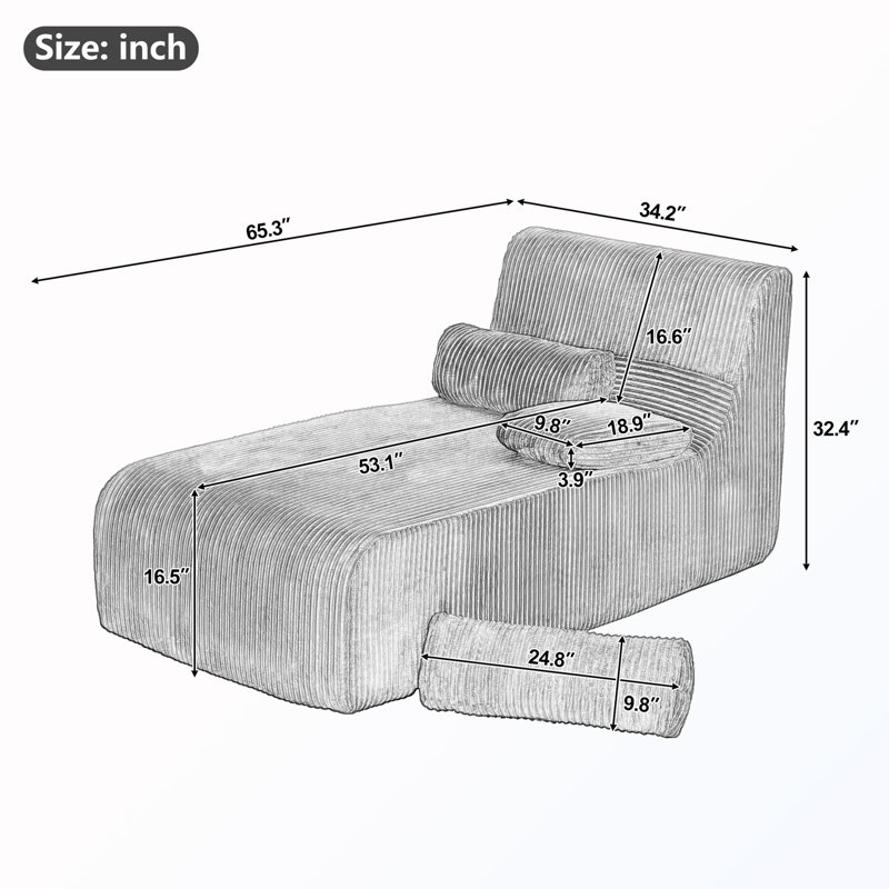 Chaise longue avec oreillers Boneless, Bleu
