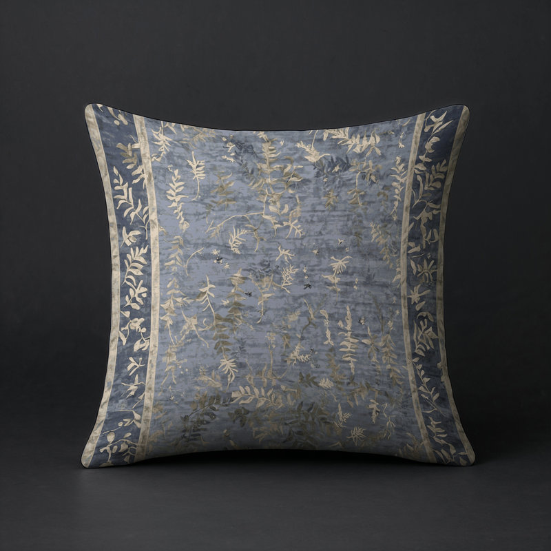 Coussin décoratif intérieur / extérieur gris Modern Modern, Gris / bleu / bleu marine abstrait, Carré 16 po