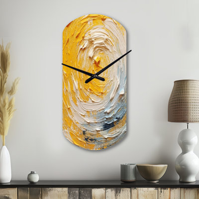 Yellow Cream Spiral Harmony - Cylinder Shape Decorative Yellow Abstract Spirals Wall Clock