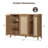 43.5''W 3-Door Rattan Sideboard Buffet Cabinet with Adjustable Shelves, Modern Boho Farmhouse Storage Cabinet Credenza for Kitchen Dining Room Entryway Living Room-1908818517-1909355828