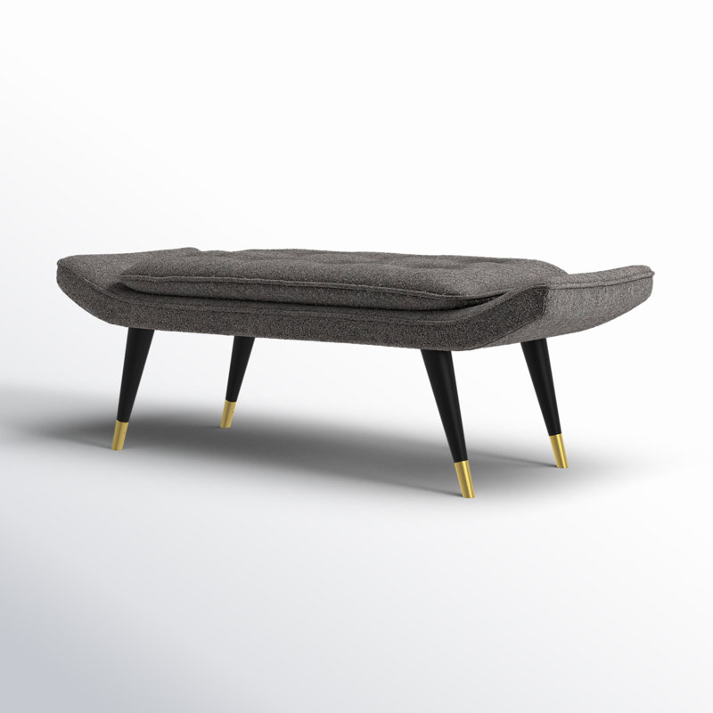 Polyester Blend Upholstered Bench, Gray