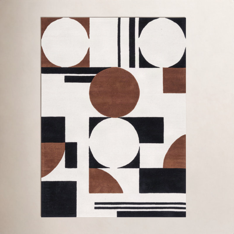 Antoni Handmade Wool Ivory/Black/Brown Rug, Rectangle 8' x 10'