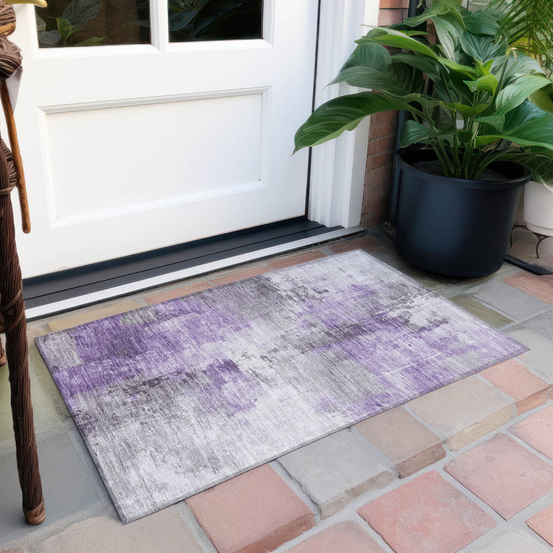 Machine Washable Indoor/Outdoor Cinead ACN1671 Purple Rug, Rectangle 1'8" x 2'6"