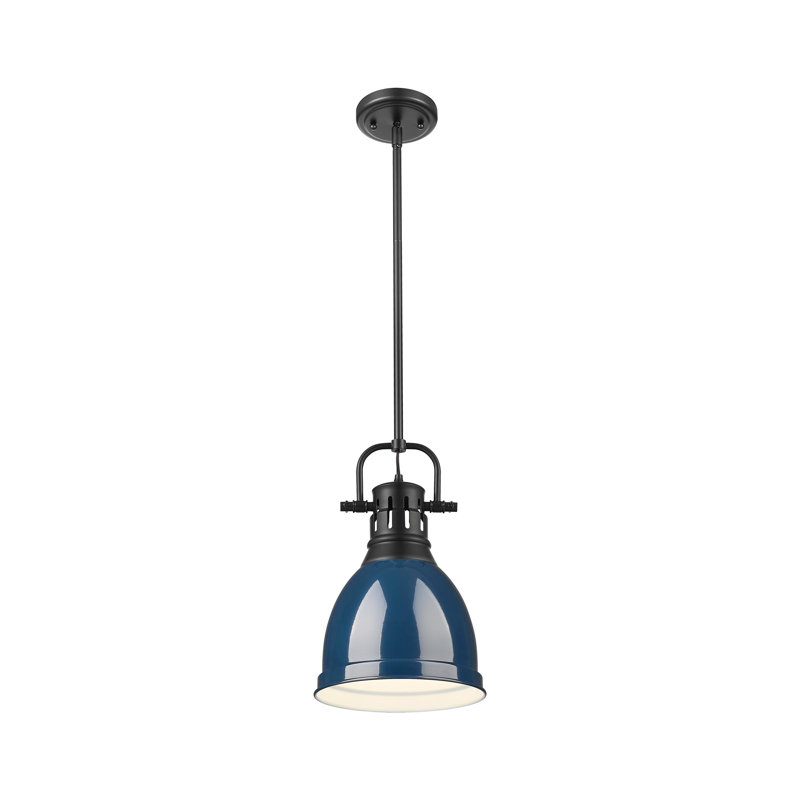 Petit luminaire suspendu avec tige Aljona, H 14,25 po x l 8,875 po x P 8,875 po, Bleu, Noir mat