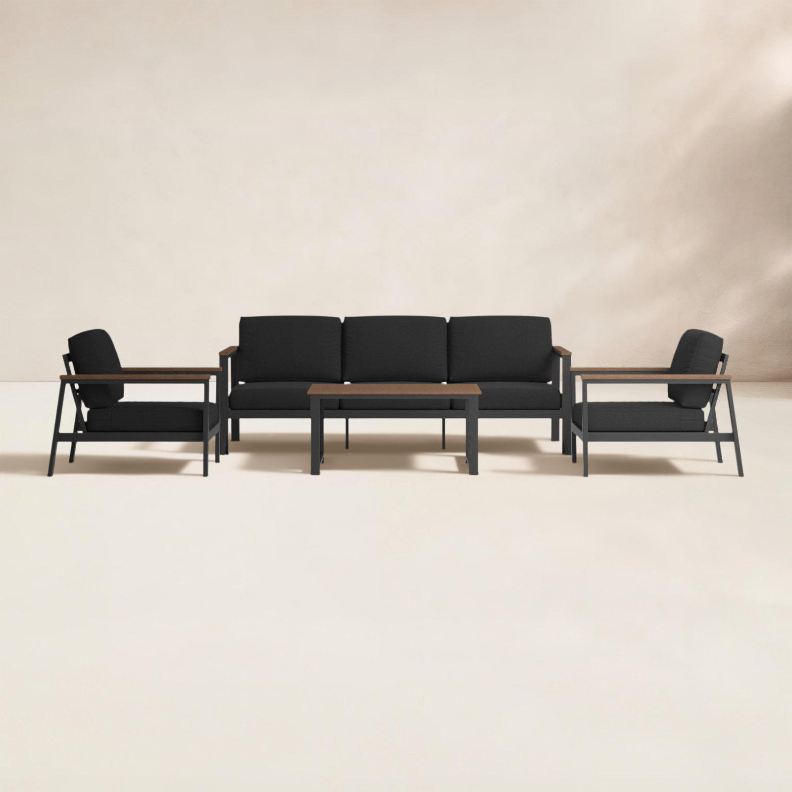Townsend 5-Person Patio Seating Group, Canvas Black Sunbrella® Canvas