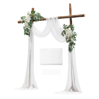 Ensemble de fleurs artificielles pour arche de mariage, fleurs blanches avec voilages (lot de 3) - 2 arrangements floraux, 1 voile, idéal pour la décoration de bouquets de cérémonie et de fond de réception.
