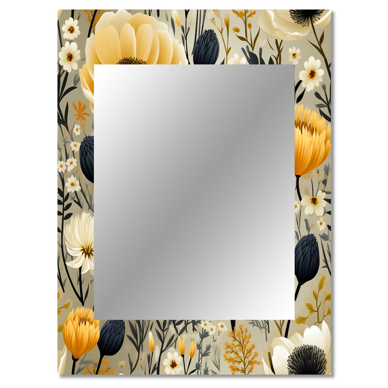Iovanna Yellow Garden Floral Serene Blooms - miroir mural décoratif floral, miroir floral, impression d'art en métal