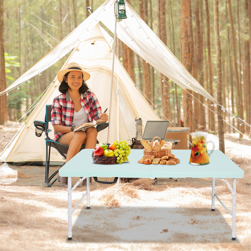 4Ft Portable Folding Table Indoor&Outdoor Maximum Weight 135KG Foldable Table For Camping, Blue