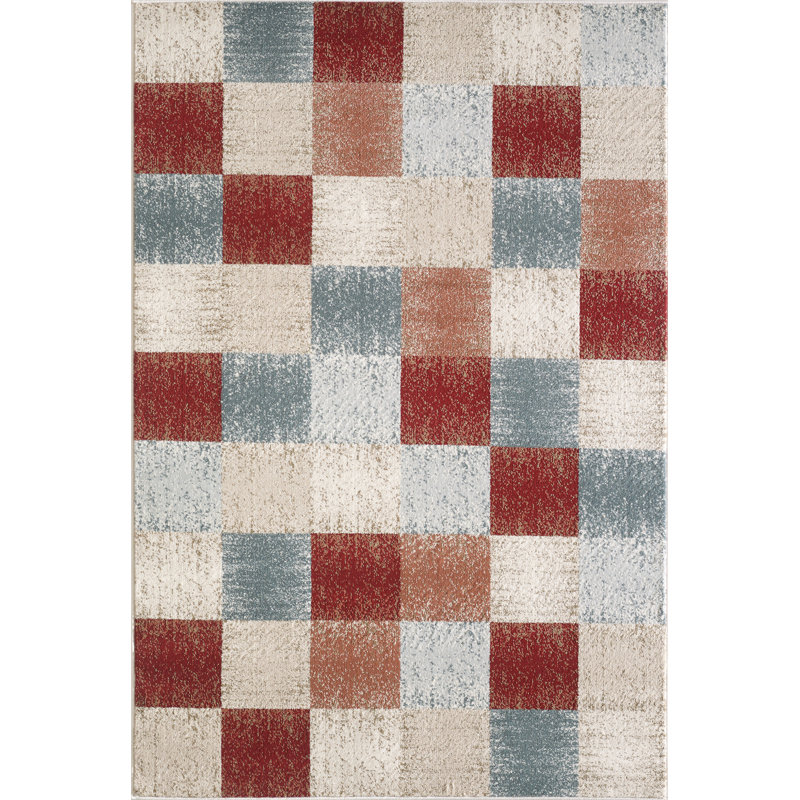Wilkes-Barre Checkered Area Rug, Rectangle 7'10" x 9'10", Brown