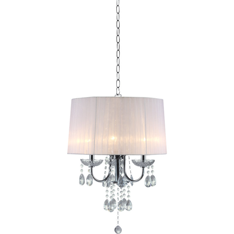 Lustre en cristal 3 lumières Mclaren, Blanc