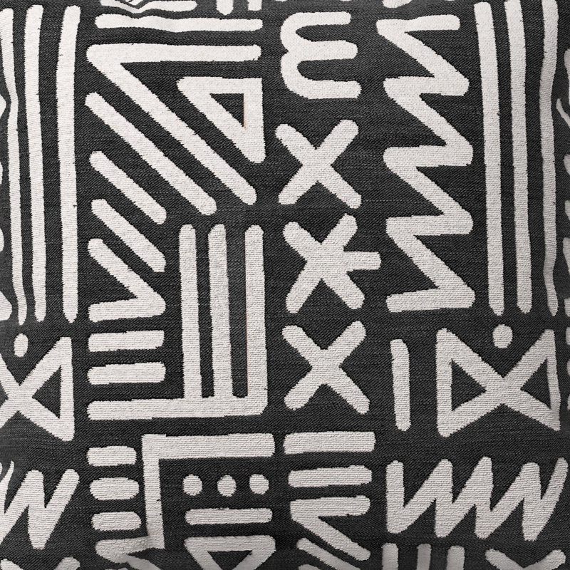 Coussin Montezuma, H 9 po x l 36 po, Noir, noir, noir, noir
