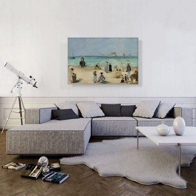 «On the beach 1868» par Edward Manet, reproduction d'art sur toile tendue