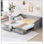 Lit de jour extensible en bois avec lit gigogne et rangement, idéal pour les chambres d'amis multifonctionnelles et l'optimisation de l'espace.-1229509866