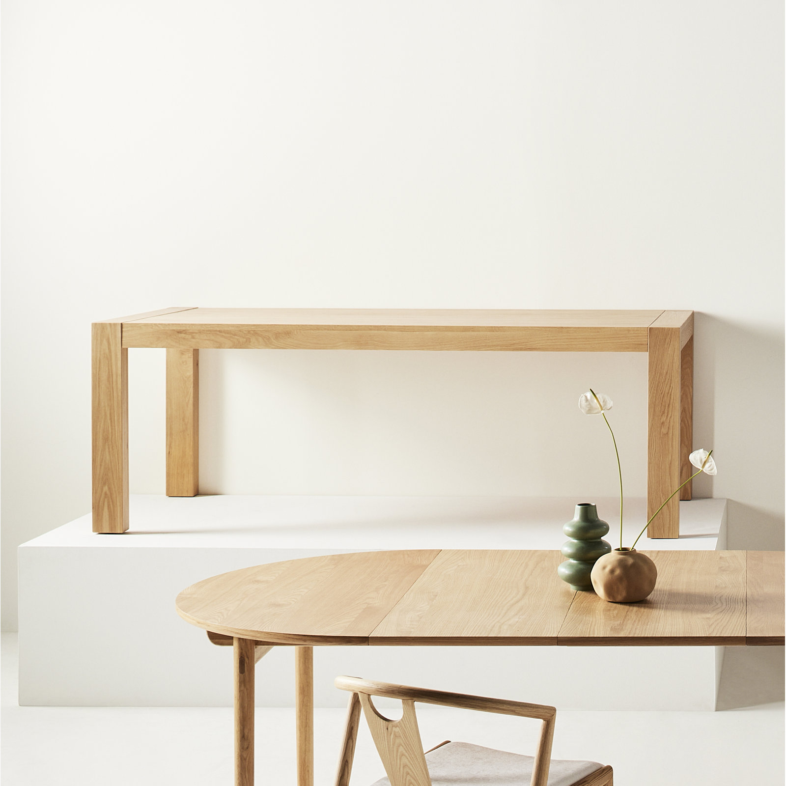 Block 84" Oak Dining Table, Natural