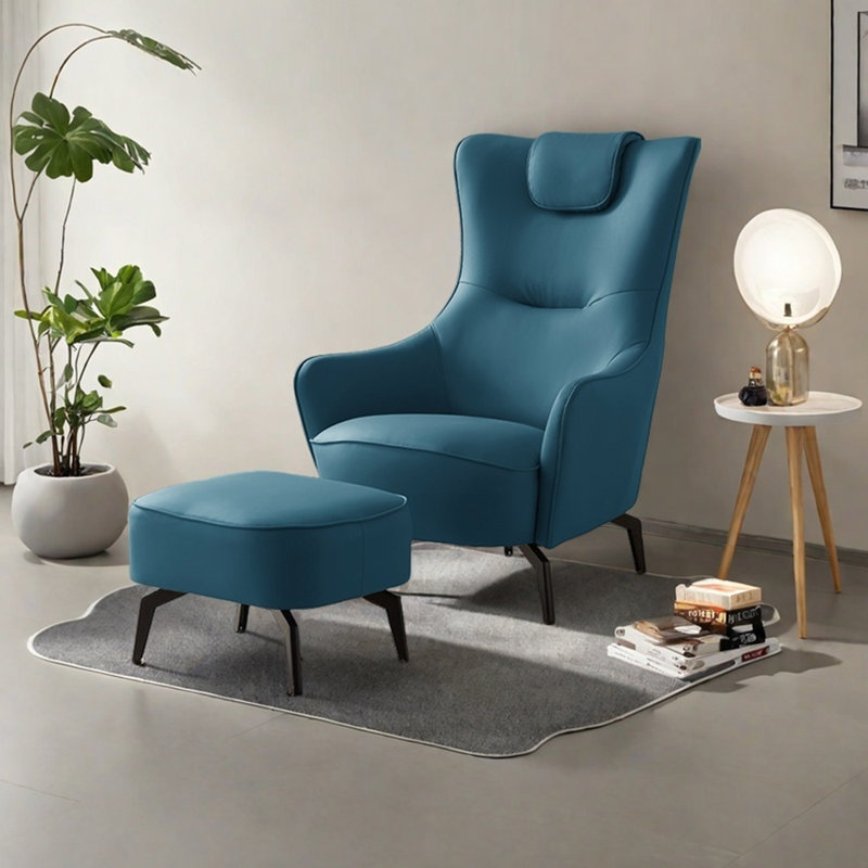 Fauteuil inclinable en similicuir ergonomique et minimaliste, Bleu très foncé