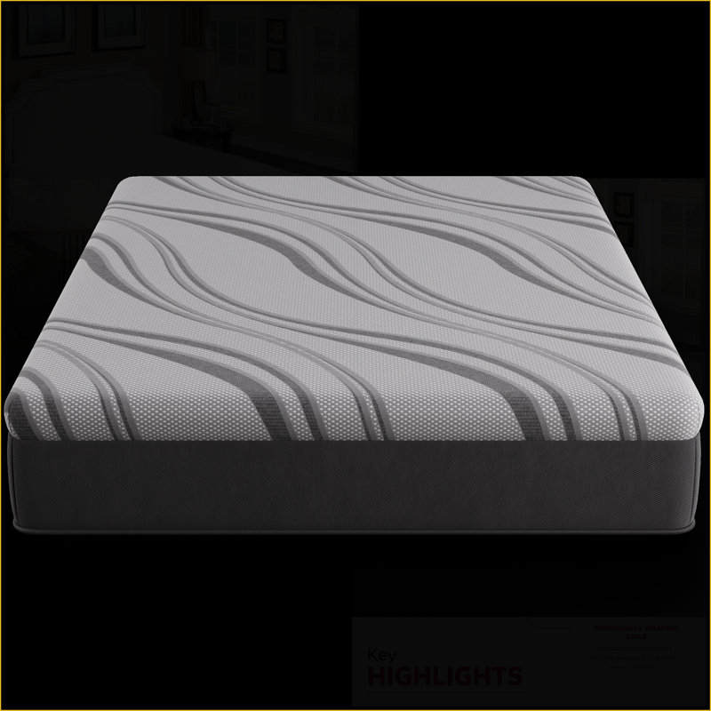 Mattresses Queen 12" Medium Feel Cooling Gel Memory Foam Mattress with Dynamic Edge Coils, Greenguard Gold Certified, Made in USA | Gray | Foam
