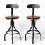 Ensemble de 2 tabourets de bar rétro - chaise de cuisine pivotante industrielle - hauteur du siège du comptoir 23 à 29,13 po - avec dossier-1197315667