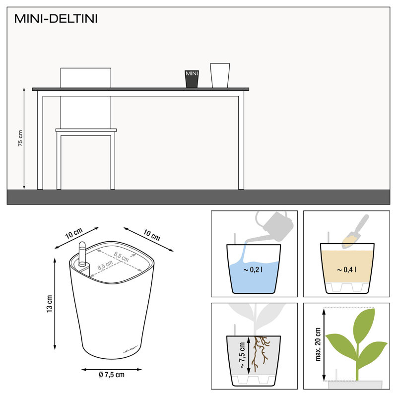 Deltini Pot Planter, Grey
