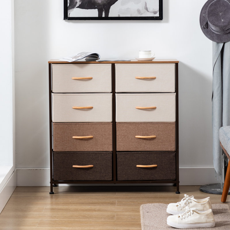 Commode 8 tiroirs Khosrov, Beige / Taupe / Brun