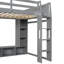 Lit mezzanine double en bois avec bureau, étagères à rangement multiples, DEL et support à vêtements suspendu, gris (ancien SKU: N7090001042E)