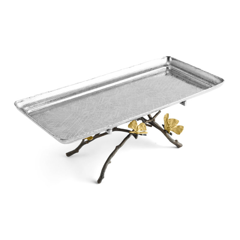 Butterfly Ginkgo Footed Tray, 6.75" H x 18" W x 12" D