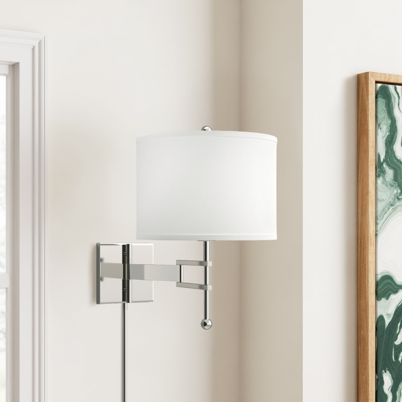 Single Light Dimmable Swing Arm Sconce, Nickel