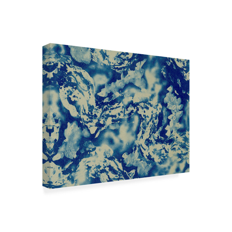 Blue and White Abstract Canvas Art, 14" x 19"