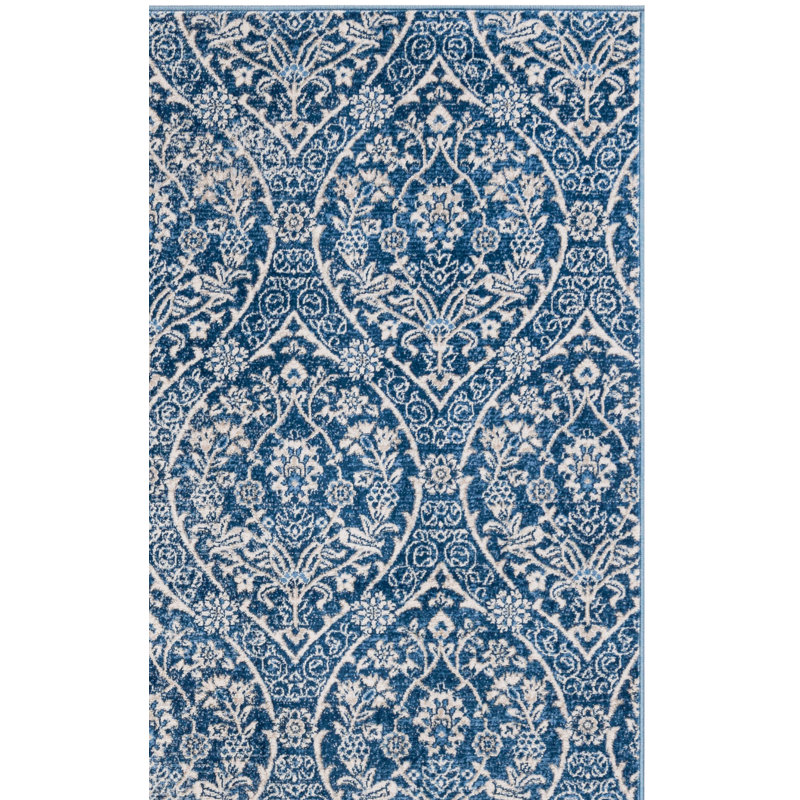 Tapis bleu marine / gris clair Avira, Carré 5 pi