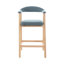 Tabouret de bar contemporain rembourré avec pieds en bois et dossier incurvé-918570855