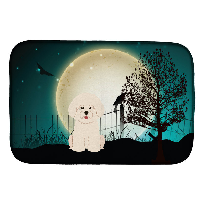 Tapis de séchage d'Halloween effrayant bichon frisé